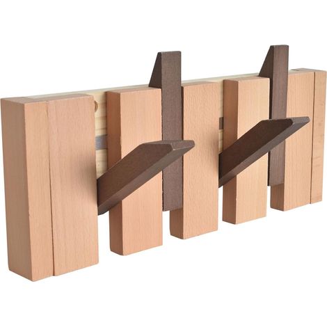 Patère Murale de 4 Crochets Rétractables, Porte Manteau Bois Mural, Patère Flip, Patere Solide en Bois avec 4 Crochets Pliables pour Vestes, Manteaux, Echarpes, Sacs à Main (1/5)