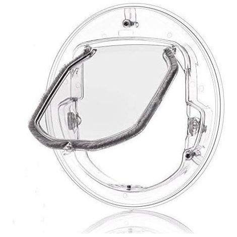 Hundeklappe (18,5 x 20,5 cm) mit runder, transparenter Klappe und 4-Punkt-Verriegelung, geeignet für Katzen, Welpen und Hunde. Ideal für Fliegengitterfenster und Glasschiebetüren. – AquaForge