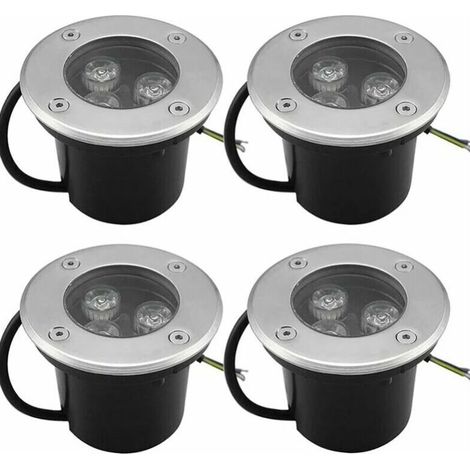 Confezione da 4 faretti LED da incasso per esterni da 3W IP65, 270 lumen, faretti LED rotondi per patio, illuminazione da giardino per giardino, vialetto, cortile, garage, luce bianca calda (1/4)