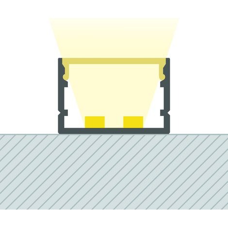 Profilé Aluminium en Saillie avec Capot Continu pour Double Ruban LED jusqu'à 22 mm Blanc 2 m Blanc translucide (1/5)