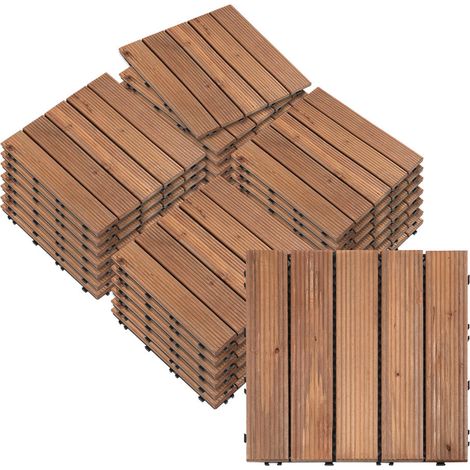 Dalles Terrasse Clipsables AoSenYunZhou Bois et PVC Caillebotis Sol Extérieur Jardin Balcon 30x30x2,5cm Lot de 27 (2,5 m²) (1/5)