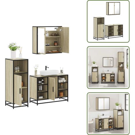 vidaXL Ensemble de meubles de salle de bain 3 pcs chêne sonoma (1/5)