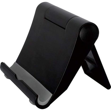 Support de téléphone portable bureau noir, pliable 360°, réglable pour iPhone et Android. (1/4)