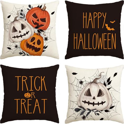 Federe per Cuscini Arancioni Decorativi Halloween 4 Pezzi 45x45 (1/5)