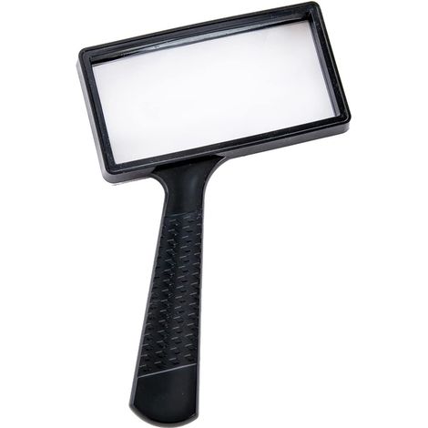 BEBUSINGOTO Lupa de mano rectangular grande, aumento de 5x, lupa de mano de 4 x 2 pulgadas, lente de vidrio resistente a rayones, área de visión horizontal extra grande, ideal para personas mayores qu (1/5)