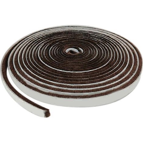 Bande d'étanchéité coupe-vent auto-adhésive 5M avec brosse pour portes et fenêtres - Marron - (1/5)