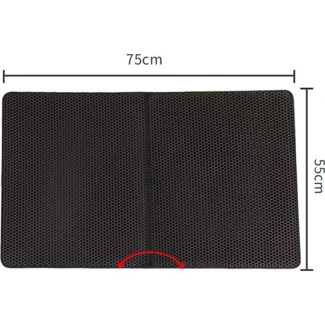 Alfombrilla para arena para gatos, diseño de panal, doble capa, impermeable y para orina, alfombrilla para arena para gatos, fácil de limpiar, lavable y plegable (1/5)