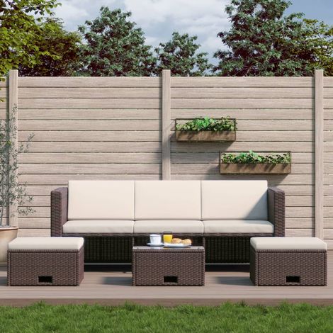Salon de jardin 4 pcs Ensemble Table et Chaise de Jardin - avec coussins Résine tressée Marron BV402282 - BonneVie (1/5)
