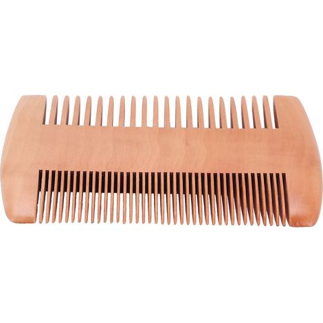 Peigne double face antistatique en bois pour barbe et moustache, soin et coiffage (1/5)