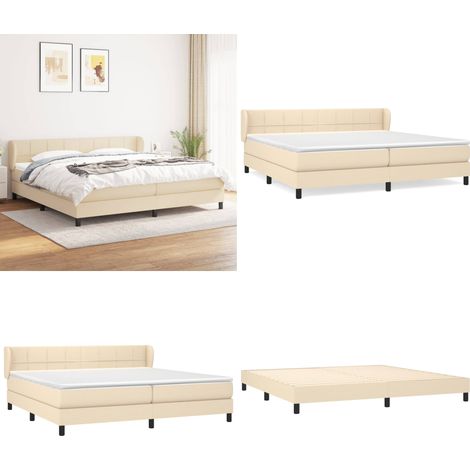 Boxspringbett mit Matratze Creme 200x200 cm Stoff - Boxspringbett - Doppelbett - Cremefarbenes Bett - Bettenrahmen - Lattenrost - Home & Living