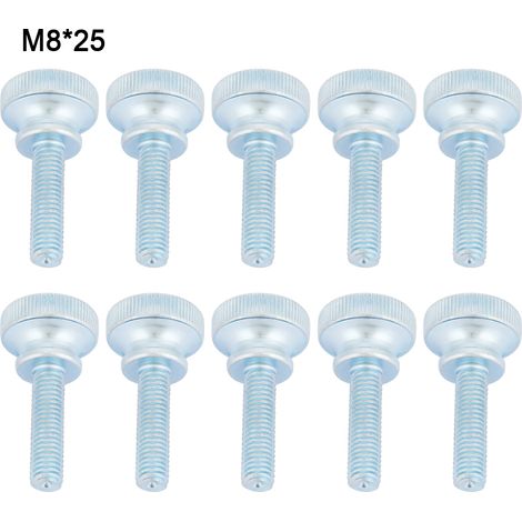 10 vis à oreilles M8 en acier au carbone zingué à tête moletée plate (M825)