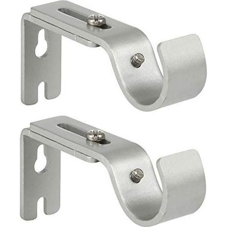 Set mit 2 verstellbaren Gardinenstangenhalterungen, stabile Einzelhalterung für Gardinenstangen mit 25 mm Durchmesser, silberfarben (1/5)