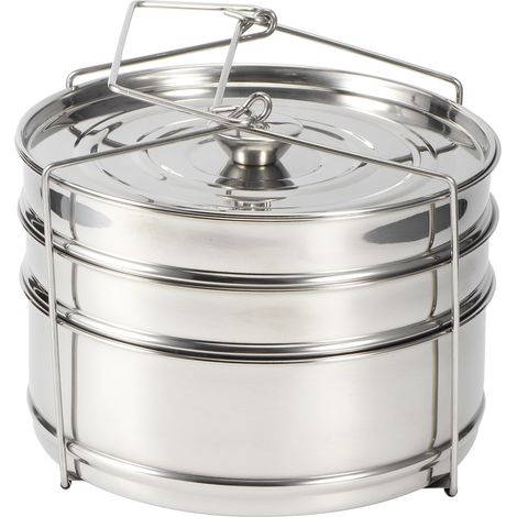 Dreistöckiger, stapelbarer Dampfgarer aus Edelstahl, Zubehör für Schnellkochtöpfe und gesundes Kochen (1/5)