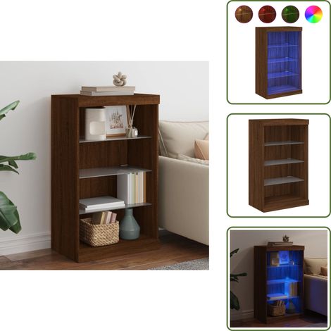 Buffet avec lumières LED chêne marron 60,5x37x100 cm - Buffet Design Moderne - Meuble Rangement - Luminaire Led - Décoration Intérieur - Mobilier Salon (1/5)