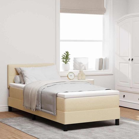 vidaXL Letto a molle con strisce LED Crema 90 x 200 cm Tessuto (1/5)
