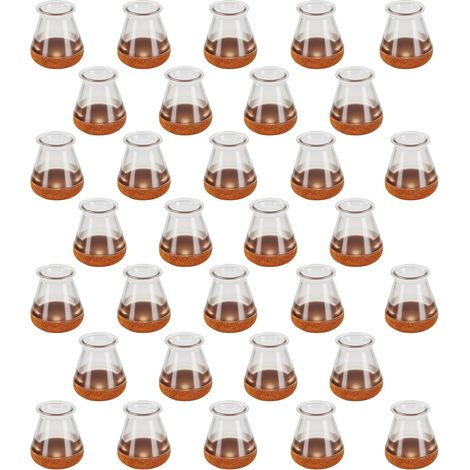 32-Pack Chair Leg Floor Protectors - Furniture Pads Floor Protectors with Thick Felt Pads for Hardwood Floors - Non-Slip Round & Square Leg Caps (Fit:14-18mm) (XSmall-Round Clear) (1/5)