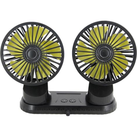 Ventilateur Voiture - Double Tête Réglable 360° - 3 Vitesses - Alimentation 12 V / 24 V - Pour Voiture Famille SUV Fourgonnette Camping-car Bateau - 1 Pièce (1/5)