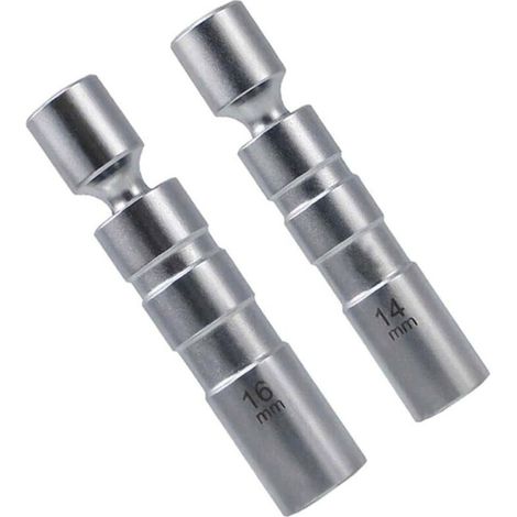 Douille bougie 14mm / clé à bougie 16mm, 2 pièces de clé à bougie, outil spécial pour automobiles, douille à bougie pivotante à paroi mince 12 pans 3/8 pouces CR-V (1/4)