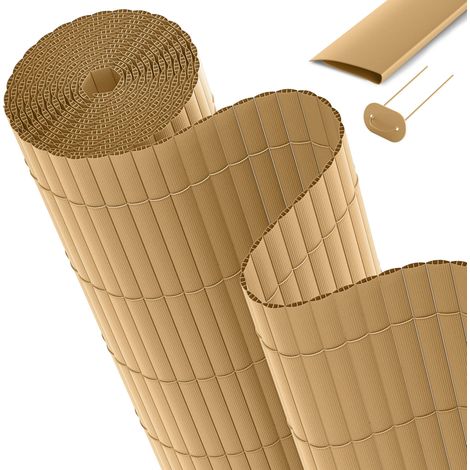 PVC Sichtschutz für Balkon Zaun SolVisionP12, 160x300cm, Bambus (1/5)
