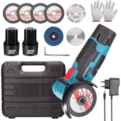 Mini Meuleuse Sans Fil, Mini Meuleuse D'Angle Sans Fil 19500RPM 12V Disqueuse Sans Fil avec 2 batteries 2000mAh, Meuleuse d'angle pour Meuler et Polir, Couper (1/5)