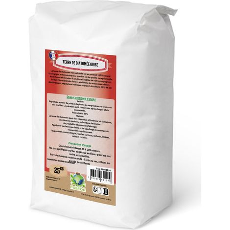 Terre de diatomée grise 25kg – Amendement naturel pour assécher et lutter contre les insectes – Granulométrie 20 à 200 microns – Prefor