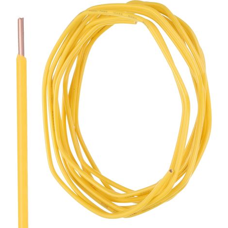 10 Pieds Fil Electrique Isolé Cuivre Solide 10 AWG Câble De Connexion THHN Fil Résidentiel, Industriel, Mise À La Terre, Évaluation Électrique Pour 600 Volts, Jaune (1/5)