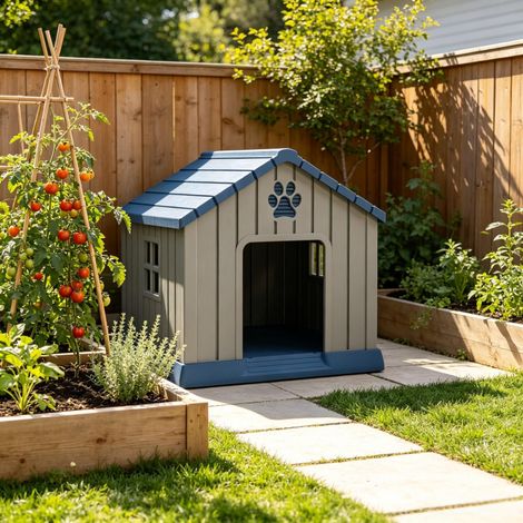 Außen‑Hundehütte für den Außenbereich mit Lüftungsöffnungen und erhöhtem Boden für Hunde (1/5)
