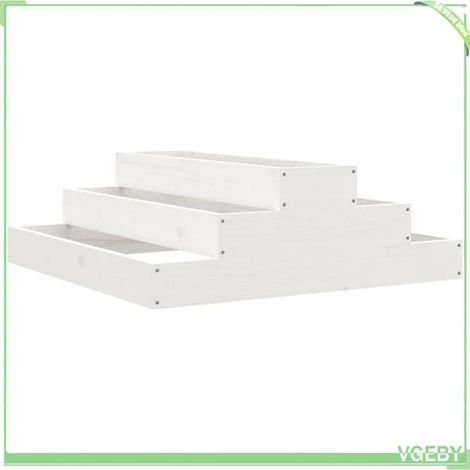 Jardinière - FAFEICY - Conception des marches d'escalier - Bois de pin massif - Blanc - 80x80x27 cm (1/5)