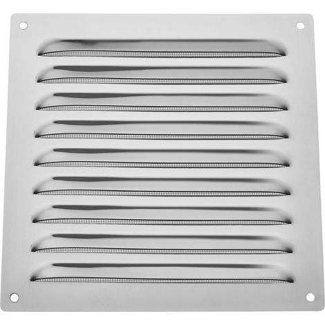 SOTECH Lüftungsgitter Edelstahl gebürstet aufschraubbar mit Insektenschutz, 170 x 170 mm