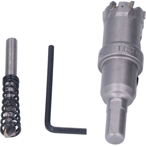 Foret de scie cloche en carbure TCT, Kit de coupe de dents en métal épais avec clé hexagonale, foret de carottage 22mm/0,9 pouces
