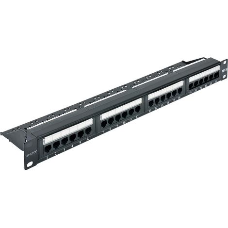 1U 24 Ports Cat5E Panneau de Brassage Mural ou en Rack Non Blinde Panneau de Brassage Ethernet UTP avec Panneau de Brassage Adaptateur Cat5E (1/5)
