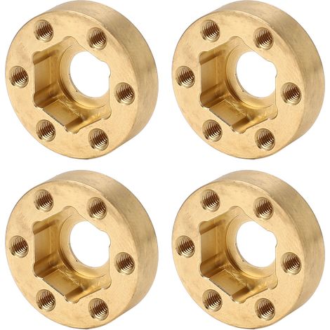 Vier RC-Radsechskantadapter, 1,9/2,2 Zoll, vergrößerte, rostbeständige Messing-Radgewichte, geeignet für RC-Crawler, 9 mm/0,35 Zoll. (1/4)