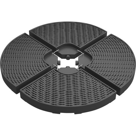 Lot de 4 dalles de lestage pour parasol déporté dim. tot. 100L x 100l x 8H cm HDPE aspect rotin noir (1/5)
