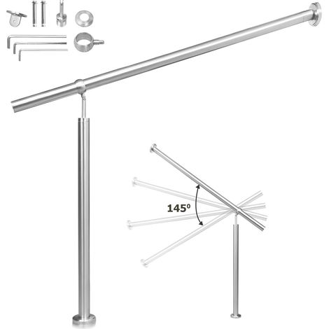 Wolketon Ringhiera d'ingresso in acciaio inox 160 cm ringhiera per interni ed esterni corrimano da parete montaggio laterale angolo regolabile