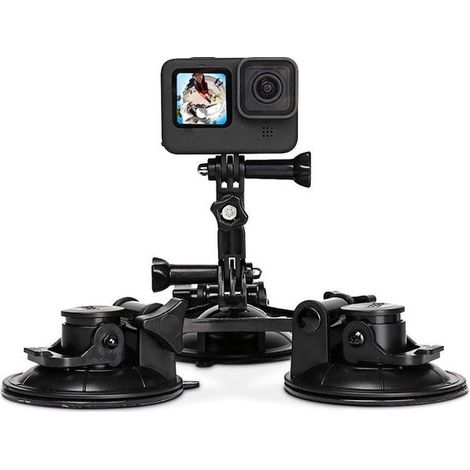 Soporte premium para cámara de coche compatible con GoPro - Soporte para cámara de acción con ventosas - Accesorios para coche - Negro (1/5)