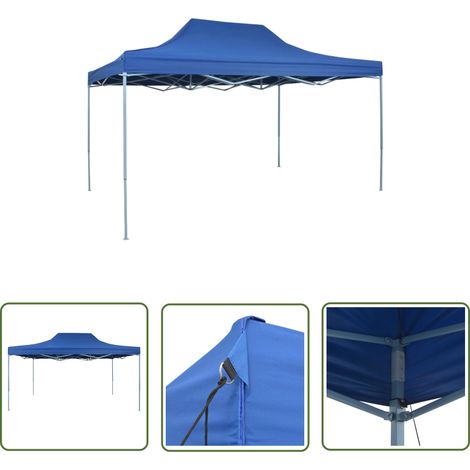 The Living Store Tente de réception pliable professionnelle 3x4 m Acier Bleu - Tents De Réception - Auvent Extérieur - Abri Solaire - Chapiteau De Jardin - Fête Extérieure (1/5)