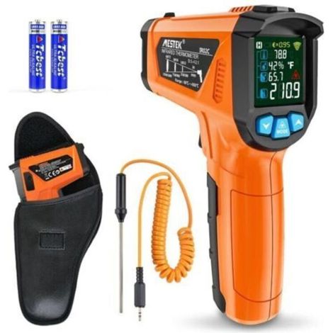 Thermomètre Infrarouges -50 ℃ 800℃ Laser Digital Thermometre et Sonde Pistolet Température IR Sans Contact LCD Alarme et Émissivité Réglable pour Cuisine/Pizza Industrial (1/5)