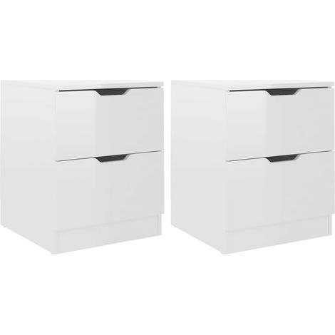 Maison Exclusive - Comodini 2 pz Bianco Lucido 40x40x50 cm in Legno Multistrato