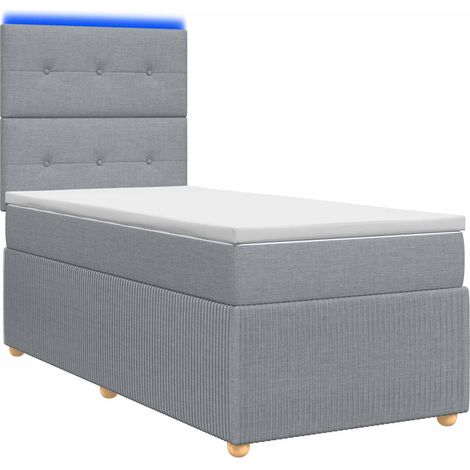 Letto Box Spring LED con Materasso Grigio Chiaro 90 x 190 cm vidaXL (1/5)