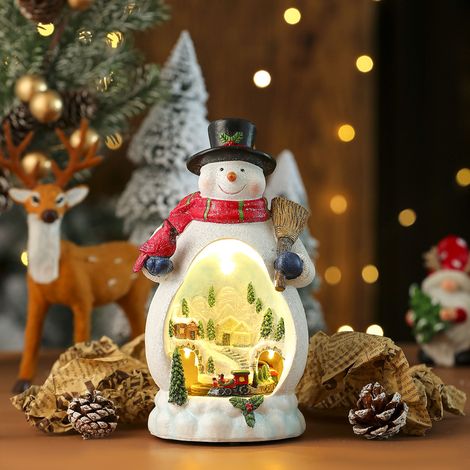 Statuetta natalizia artigianale, pupazzo di neve rotante per festival, ornamento in resina, decorazione natalizia da collezione (1/5)