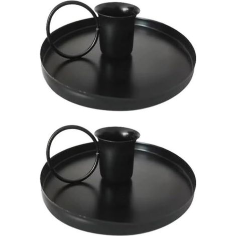 Set aus 2 eleganten, tragbaren Kerzenhaltern aus schwarzem Metall für Zuhause und als Hochzeitsdekoration (1/5)