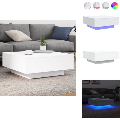 Table basse avec lumières LED blanc 80x80x31 cm - Table Basse Design - Table Basse Led - Table Basse Blanche - Meuble Salon - Table D'appoint (1/5)