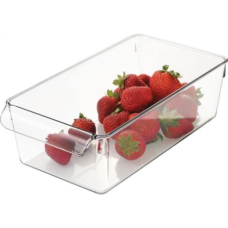 Juego de 4 cajas de almacenamiento con asa integrada, de plástico resistente y transparente, ideales para la cocina y el frigorífico. (1/5)