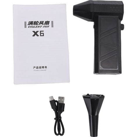 Turbo X6 Akku-Laubbläser mit 13000 U/min bürstenlosem Motor und leistungsstarkem, kompaktem 8000 mAh Akku, schwarz, für den Einsatz im Auto und im Freien. (1/5)