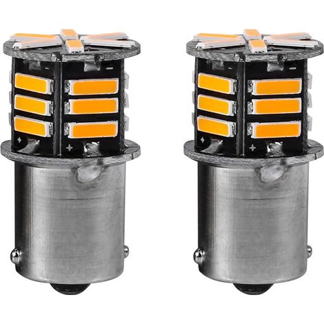 Les feux de signalisation à LED 2Pcs S25 1156 BA15S 7014 21SMD Auto LED ampoules de voiture LED clignotants orange (1/5)