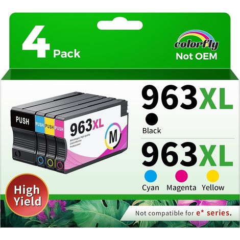 963xl Multipack de cartouches compatibles avec HP 963 963XL pour Officejet Pro 9010 9012 9013 9014 9015 9016 9018 9019 9020 9022 9023 9025 9026 9028 (Lot de 4)