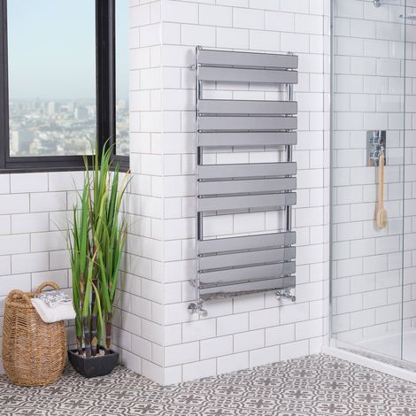 WarmeHaus Chrome Flat Panel Heated Towel Rail 1200x600mm