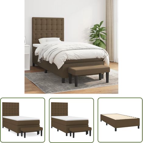 The Living Store Boxspringbett mit Matratze Dunkelbraun 100x200 cm Stoff - Boxspringbett - Doppelbett - Bettenrahmen - Schlafsofa - Wohnraumgestaltung (1/5)