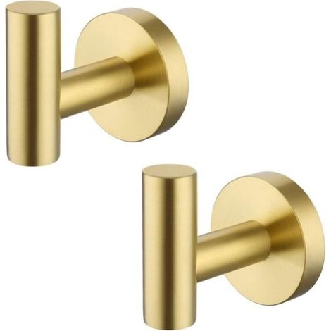 2 pieces stainless steel bathroom wall hooks coat rack made of brushed brass (1/4)