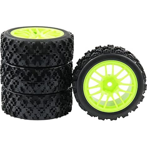 Lot de 4 jantes hexagonales en caoutchouc vert RC à l'échelle 1:10 de 12 mm (1/5)